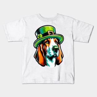 Basset Fauve de Bretagne Celebrates Saint Patrick's Day Kids T-Shirt